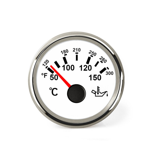 Hollex olietemperatuurmeter wit/rvs 9-32V 150°