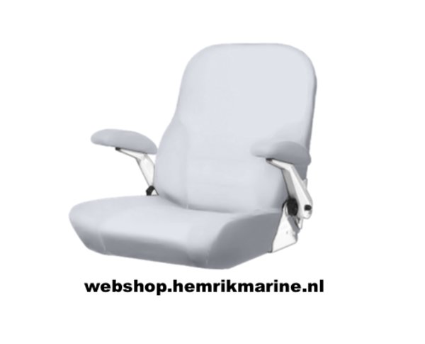 Comfortabele stuurstoel met naar voren neerklapbare rugleuning. De stoel is gemaakt van stevig PU vormschuim voor maximaal comfort; ook bij langdurig gebruik. De rugleuning is handmatig te vergrendelen in zitpositie. Optioneel leverbaar zonder opklapbare armleuningen (rechts en/of links). Zonder armleuningen is de breedte 45 cm, met armleuningen 57 cm. Optioneel tegen meerprijs leverbaar: twee kleurig / bies / beschermhoes.