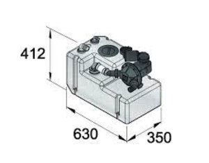 VETUS vuilwatertanksysteem 42 liter, incl. 24 Volt pomp & sensor